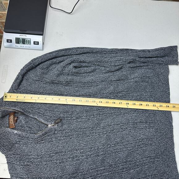 Tasso Elba Mens Heavy Knit 1/4 Zip Pullover Sweater Size Medium Grey Marled - Picture 9 of 10